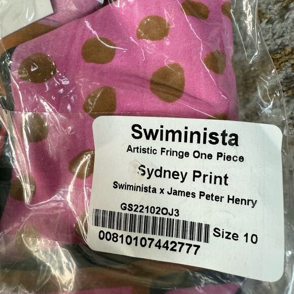 Swiminista X James Peter Henry girls Sydney print fringe swimsuit L New - Picture 6 of 6
